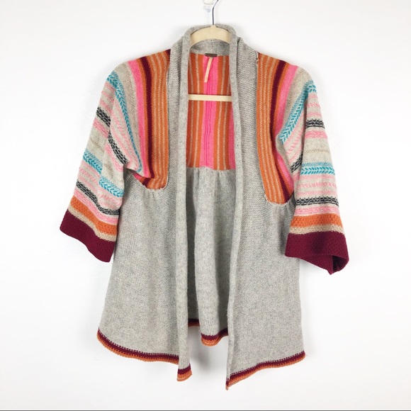 Free People Sweaters - Free People Med. Gray Wool Striped Cardigan J32